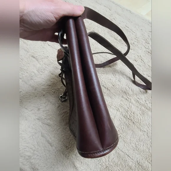 Vintage Brighton Brown Double Handle Shoulder Bag With Heart Charm 90's - Picture 5 of 14